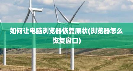 如何让电脑浏览器恢复原状(浏览器怎么恢复窗口)