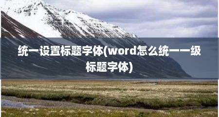 统一设置标题字体(word怎么统一一级标题字体)