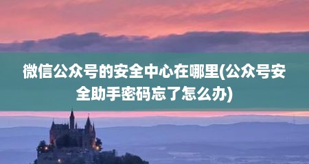 微信公众号的安全中心在哪里(公众号安全助手密码忘了怎么办)
