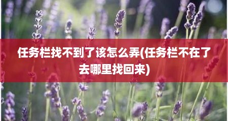 任务栏找不到了该怎么弄(任务栏不在了去哪里找回来)
