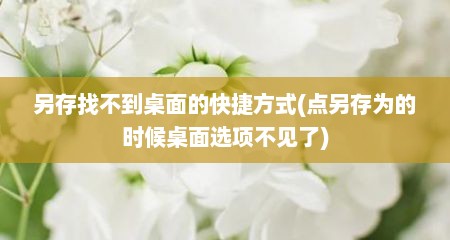 另存找不到桌面的快捷方式(点另存为的时候桌面选项不见了)