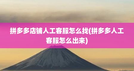 拼多多店铺人工客服怎么找(拼多多人工客服怎么出来)