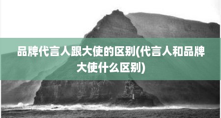 品牌代言人跟大使的区别(代言人和品牌大使什么区别)
