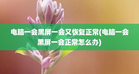电脑一会黑屏一会又恢复正常(电脑一会黑屏一会正常怎么办)