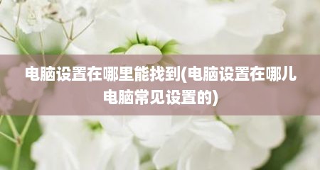 电脑设置在哪里能找到(电脑设置在哪儿电脑常见设置的)