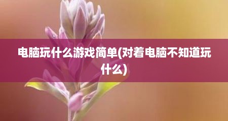 电脑玩什么游戏简单(对着电脑不知道玩什么)
