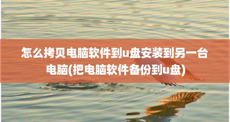 怎么拷贝电脑软件到u盘安装到另一台电脑(把电脑软件备份到u盘)