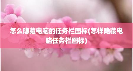 怎么隐藏电脑的任务栏图标(怎样隐藏电脑任务栏图标)