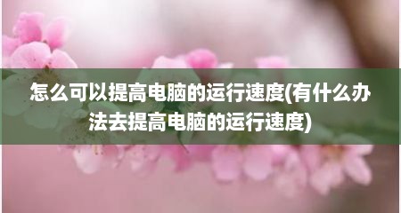怎么可以提高电脑的运行速度(有什么办法去提高电脑的运行速度)
