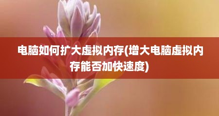 电脑如何扩大虚拟内存(增大电脑虚拟内存能否加快速度)
