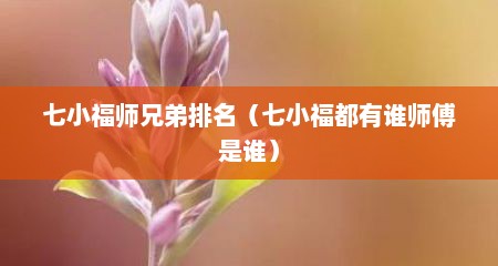七小福师兄弟排名（七小福都有谁师傅是谁）