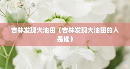 吉林发现大油田（吉林发现大油田的人是谁）
