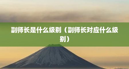 副师长是什么级别（副师长对应什么级别）