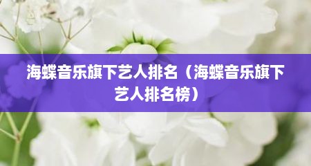 海蝶音乐旗下艺人排名（海蝶音乐旗下艺人排名榜）