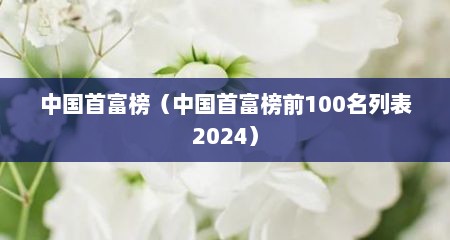 中国首富榜（中国首富榜前100名列表2024）