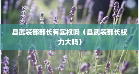 县武装部部长有实权吗（县武装部长权力大吗）