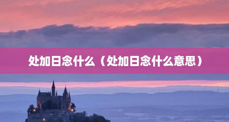 处加日念什么（处加日念什么意思）