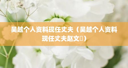 吴越个人资料现任丈夫（吴越个人资料现任丈夫赵文瑄）