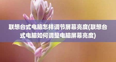 联想台式电脑怎样调节屏幕亮度(联想台式电脑如何调整电脑屏幕亮度)