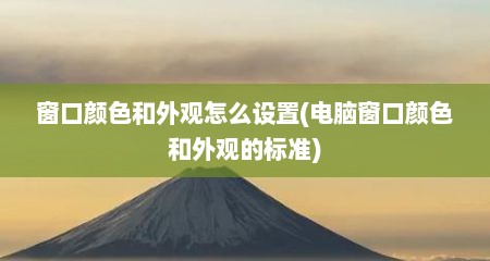 窗口颜色和外观怎么设置(电脑窗口颜色和外观的标准)