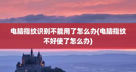 电脑指纹识别不能用了怎么办(电脑指纹不好使了怎么办)