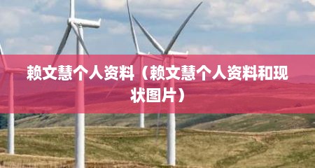 赖文慧个人资料（赖文慧个人资料和现状图片）