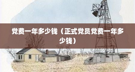 党费一年多少钱（正式党员党费一年多少钱）