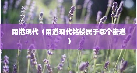 甬港现代（甬港现代铭楼属于哪个街道）