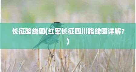 长征路线图(红军长征四川路线图详解？)
