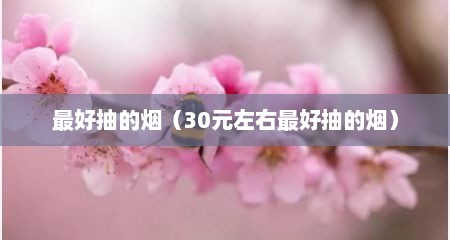 最好抽的烟（30元左右最好抽的烟）