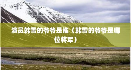 演员韩雪的爷爷是谁（韩雪的爷爷是哪位将军）
