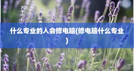 什么专业的人会修电脑(修电脑什么专业)