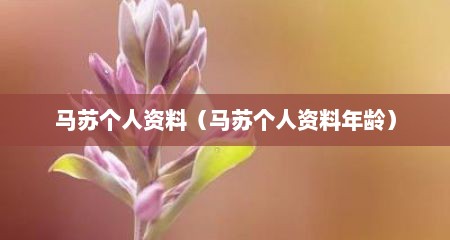 马苏个人资料（马苏个人资料年龄）