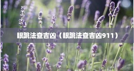 眼跳法查吉凶（眼跳法查吉凶911）
