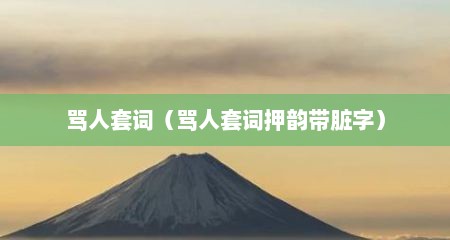 骂人套词（骂人套词押韵带脏字）