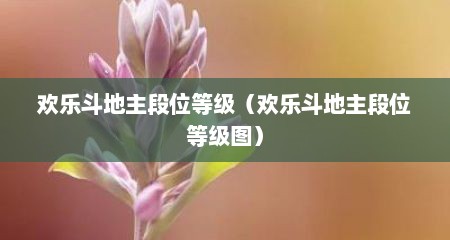欢乐斗地主段位等级（欢乐斗地主段位等级图）