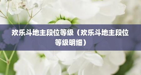 欢乐斗地主段位等级（欢乐斗地主段位等级明细）