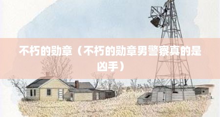 不朽的勋章（不朽的勋章男警察真的是凶手）