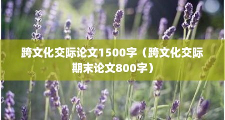 跨文化交际论文1500字（跨文化交际期末论文800字）