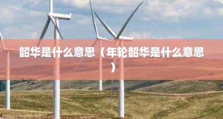 韶华是什么意思（年轮韶华是什么意思）