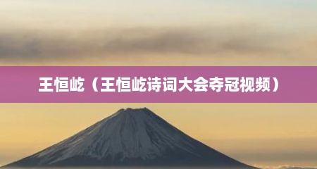 王恒屹（王恒屹诗词大会夺冠视频）