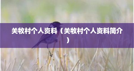 关牧村个人资料（关牧村个人资料简介）