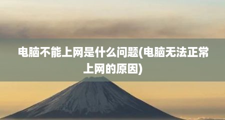 电脑不能上网是什么问题(电脑无法正常上网的原因)