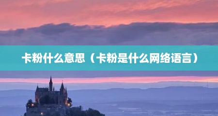 卡粉什么意思（卡粉是什么网络语言）
