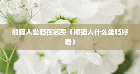 熊猫人坐骑在哪买（熊猫人什么坐骑好看）