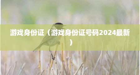 游戏身份证（游戏身份证号码2024最新）
