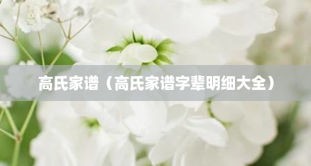 高氏家谱（高氏家谱字辈明细大全）