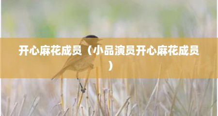 开心麻花成员（小品演员开心麻花成员）