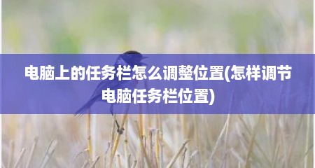 电脑上的任务栏怎么调整位置(怎样调节电脑任务栏位置)