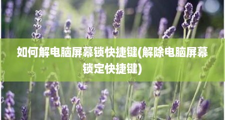 如何解电脑屏幕锁快捷键(解除电脑屏幕锁定快捷键)